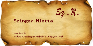 Szinger Mietta névjegykártya